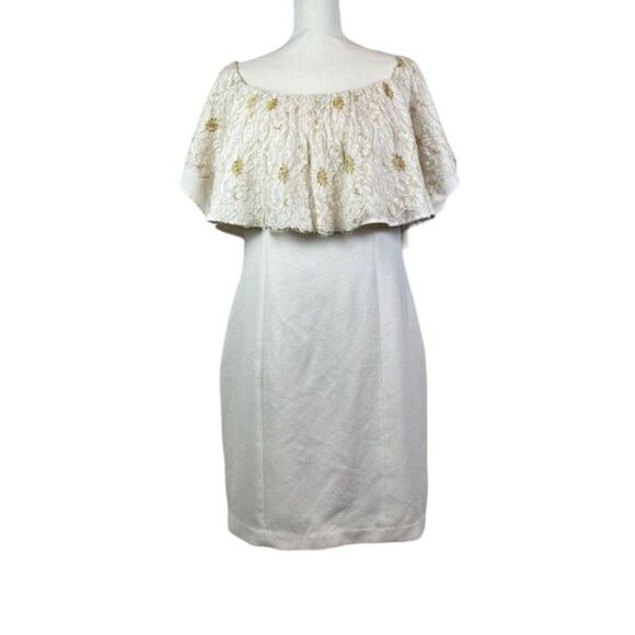 Slate & Willow Golden Iris Dress White with Gold Lacy Top Women's Size 14 - Picture 2 of 14